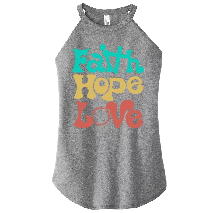 Jesus Faith Hope Love Retro Women’s Perfect Tri Rocker Tank