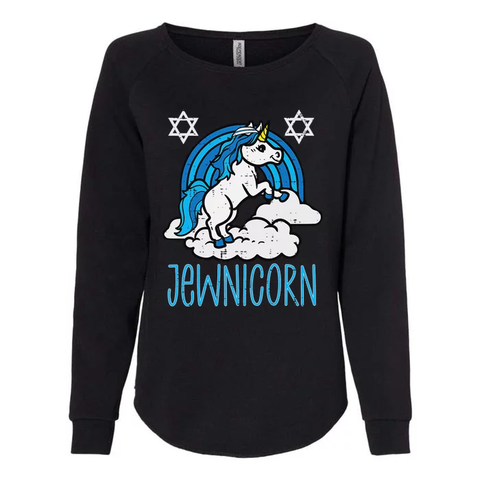 Jewnicorn Funny Hanukkah Unicorn Girls Women Ugly Womens California Wash Sweatshirt