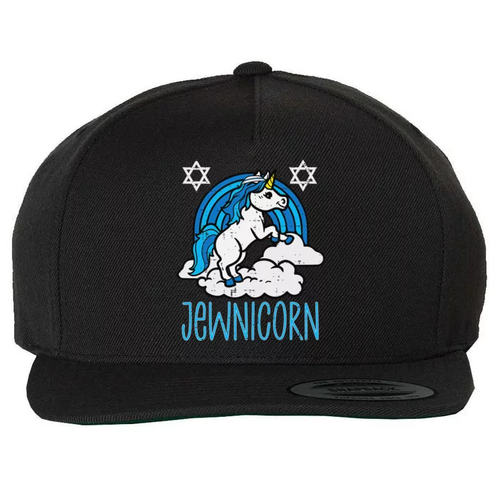 Jewnicorn Funny Hanukkah Unicorn Girls Women Ugly Wool Snapback Cap