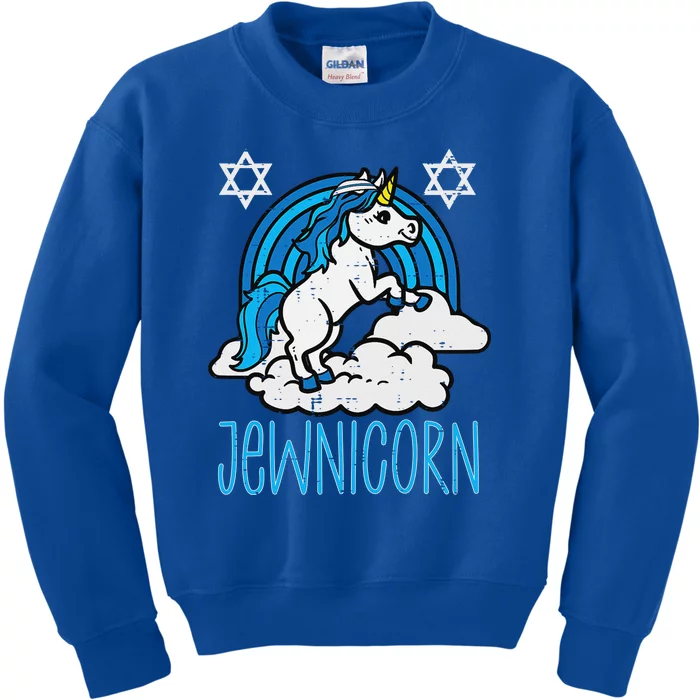 Jewnicorn Funny Hanukkah Unicorn Girls Women Ugly Kids Sweatshirt