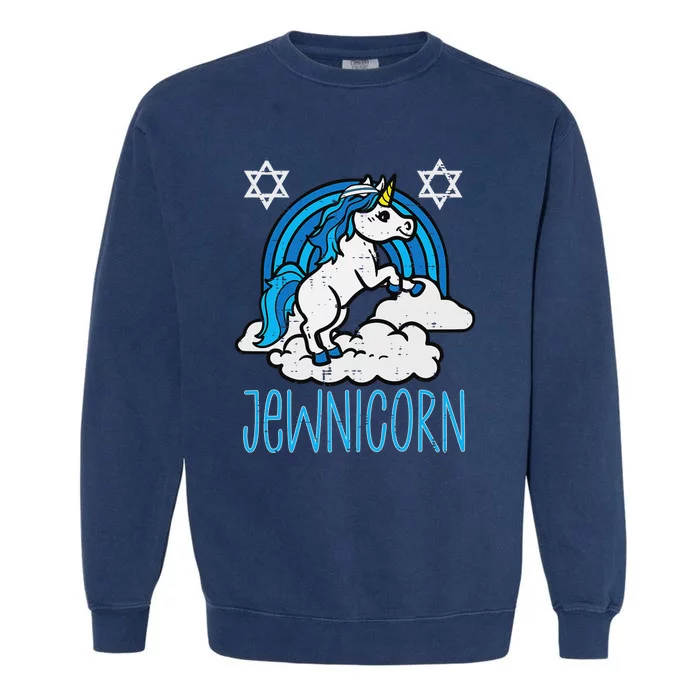 Jewnicorn Funny Hanukkah Unicorn Girls Women Ugly Garment-Dyed Sweatshirt