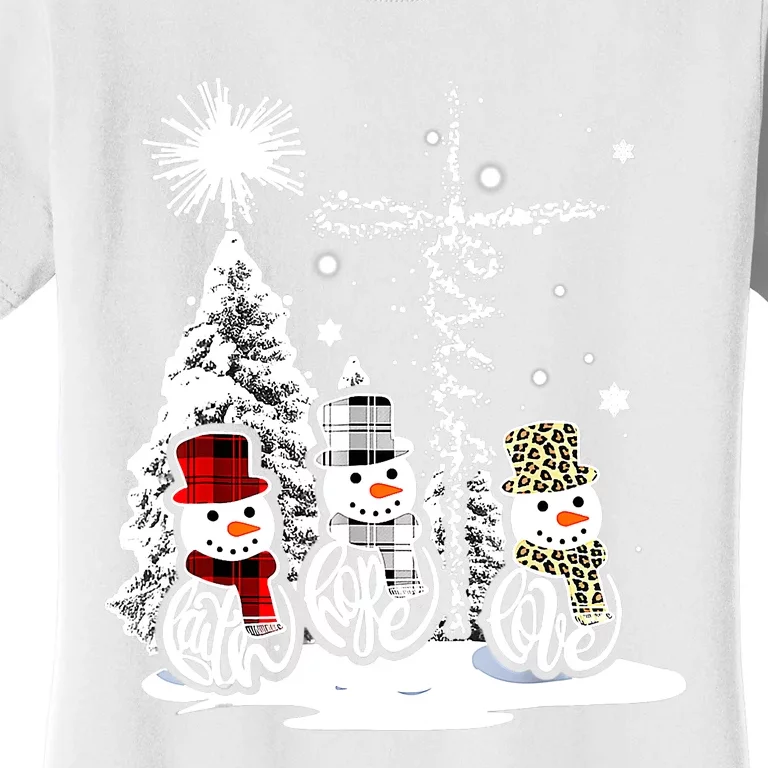 Jesus Faith Hope Love Snowman Funny Xmas For Christian Women's T-Shirt