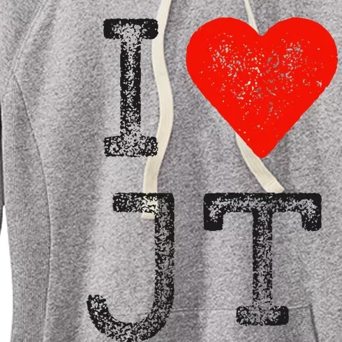 Jt Fans Initials Red Heart Women I Love Jt Women's Fleece Hoodie