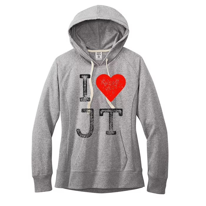 Jt Fans Initials Red Heart Women I Love Jt Women's Fleece Hoodie