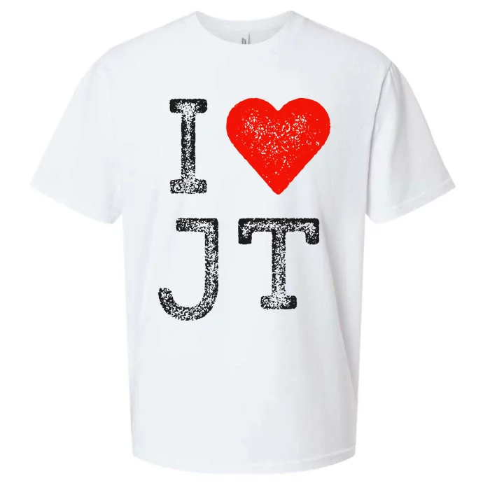 Jt Fans Initials Red Heart Women I Love Jt Sueded Cloud Jersey T-Shirt