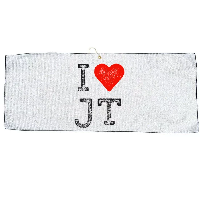 Jt Fans Initials Red Heart Women I Love Jt Large Microfiber Waffle Golf Towel