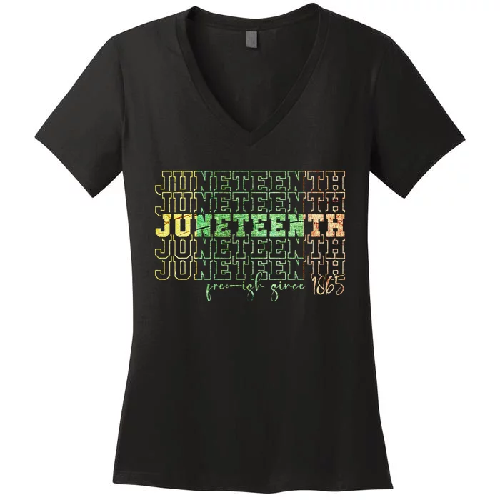 Juneteenth Free Ish Since 1865 Celebrate Black Freedom HBCU Women's V-Neck T-Shirt