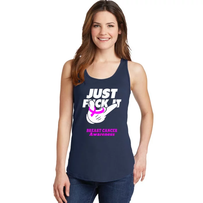 Just Fuck It Warrior Support Breast Cancer Awareness Gifts Ladies Essential Tank