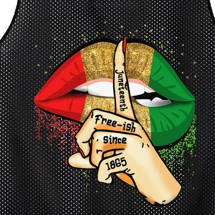 Juneteenth Free Ish Since 1865 Lips African Melanin Mesh Reversible Basketball Jersey Tank