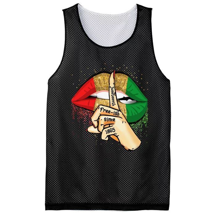 Juneteenth Free Ish Since 1865 Lips African Melanin Mesh Reversible Basketball Jersey Tank