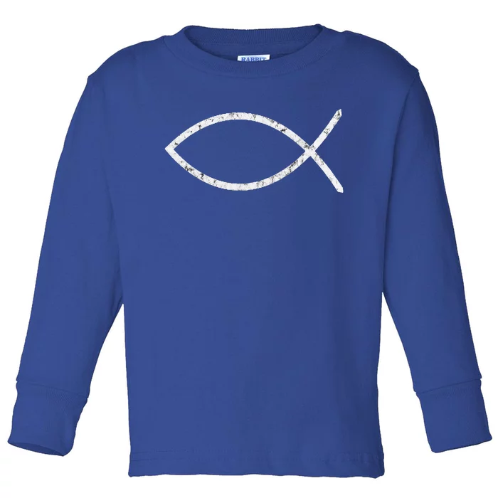 Jesus Fish Ichthy Ichthus Emblem Christian Faith Symbol Toddler Long Sleeve Shirt