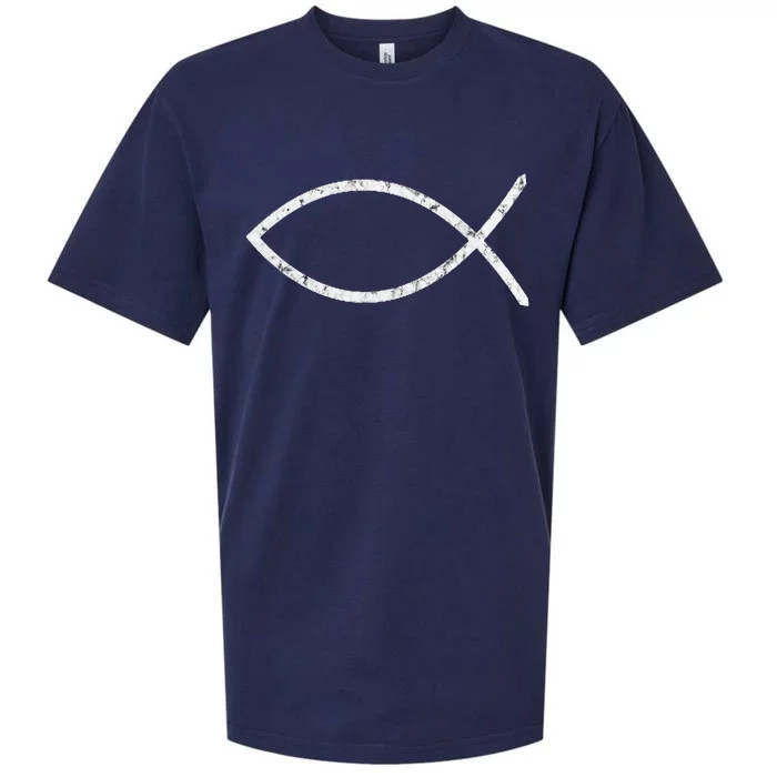 Jesus Fish Ichthy Ichthus Emblem Christian Faith Symbol Sueded Cloud Jersey T-Shirt