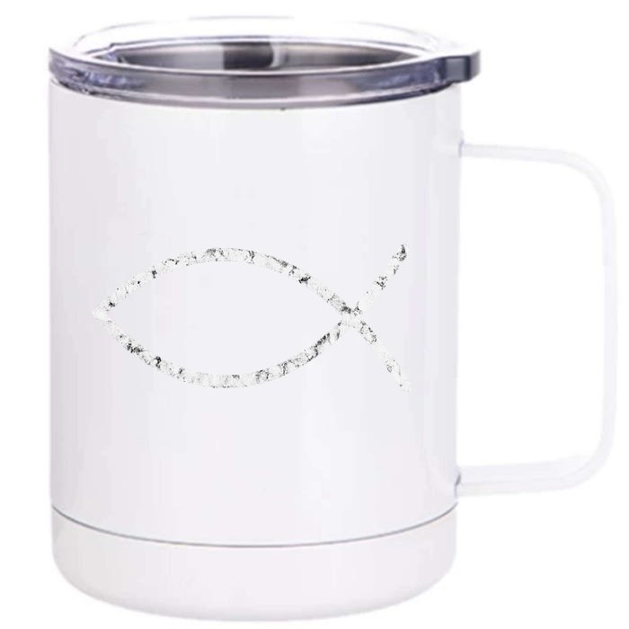 Jesus Fish Ichthy Ichthus Emblem Christian Faith Symbol Front & Back 12oz Stainless Steel Tumbler Cup