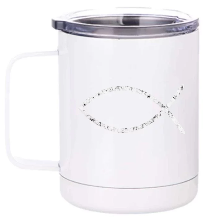 Jesus Fish Ichthy Ichthus Emblem Christian Faith Symbol Front & Back 12oz Stainless Steel Tumbler Cup