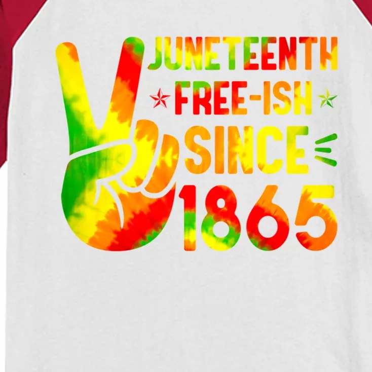 Juneteenth Free Ish Since 1865 Tie Dye Black History Month Gift Kids Colorblock Raglan Jersey