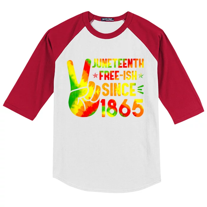 Juneteenth Free Ish Since 1865 Tie Dye Black History Month Gift Kids Colorblock Raglan Jersey