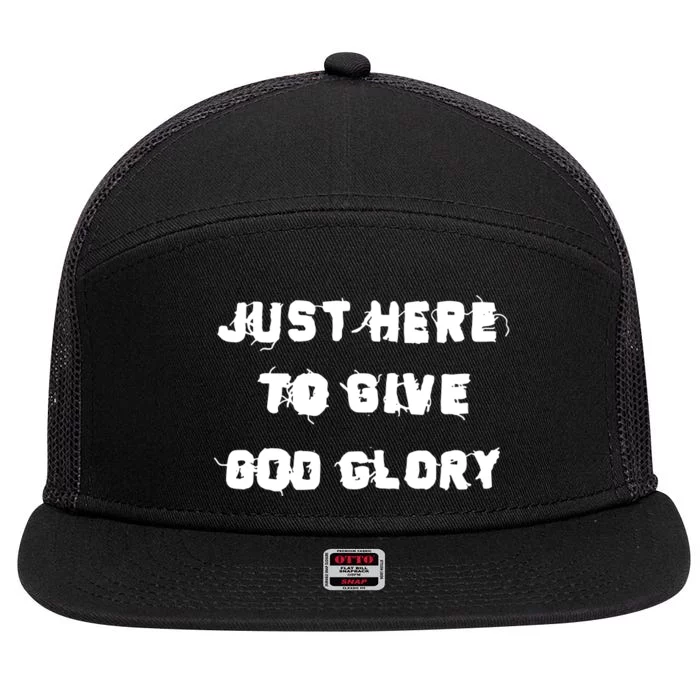 Justin Fields Just Here To Give God Glory 7 Panel Mesh Trucker Snapback Hat