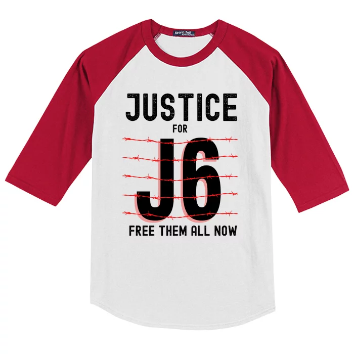 Justice For J6 Conservative January 6 Anti Biden Kids Colorblock Raglan Jersey