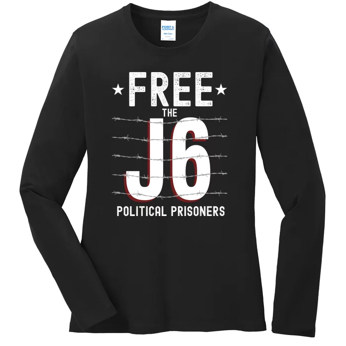 Justice For J6 Conservative January 6 Ladies Long Sleeve Shirt