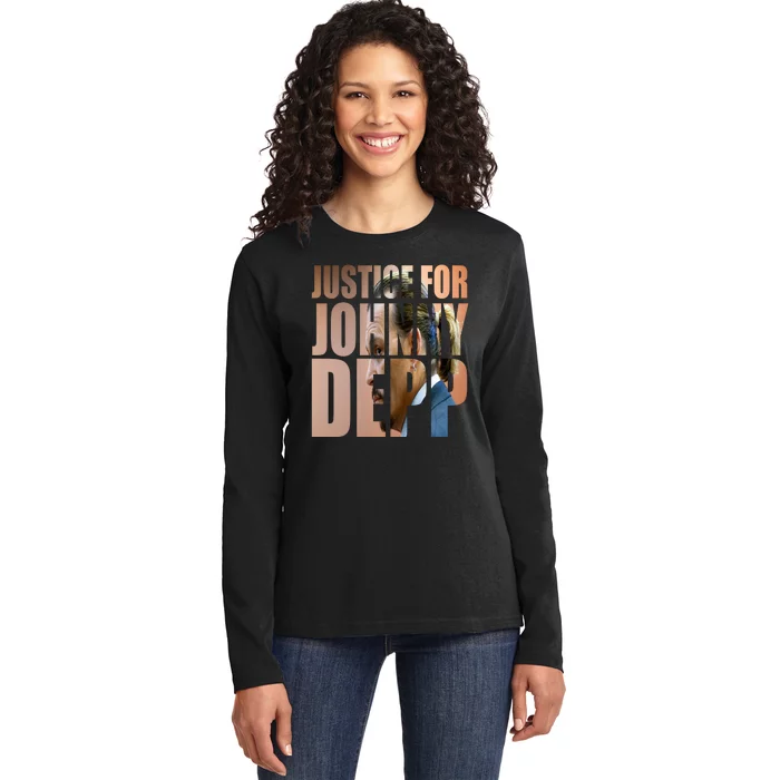 Justice For Johnny Depp Support Ladies Long Sleeve Shirt