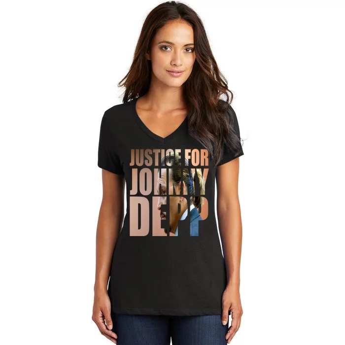 Justice For Johnny Depp Support Women's V-Neck T-Shirt