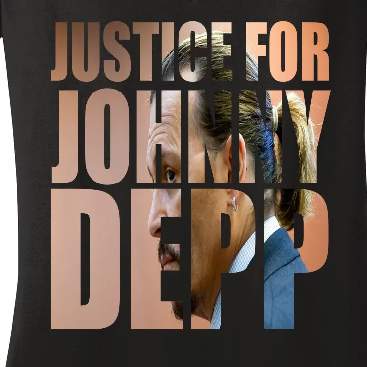 Justice For Johnny Depp Support Women's V-Neck T-Shirt