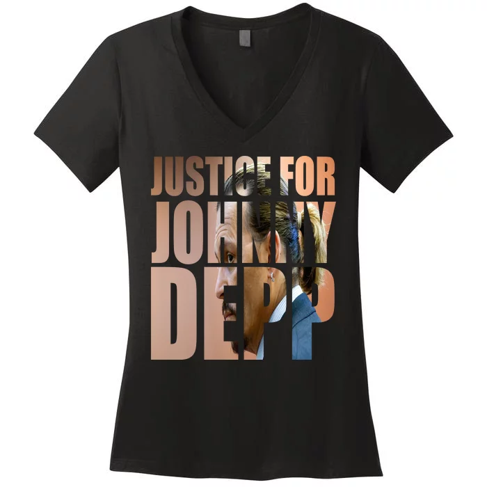 Justice For Johnny Depp Support Women's V-Neck T-Shirt