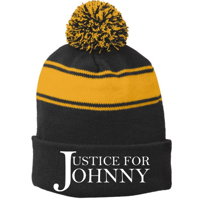 Justice For Johnny Depp Stripe Pom Pom Beanie