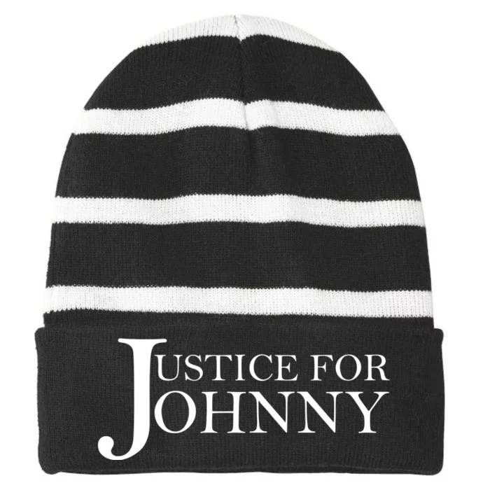 Justice For Johnny Depp Striped Beanie with Solid Band