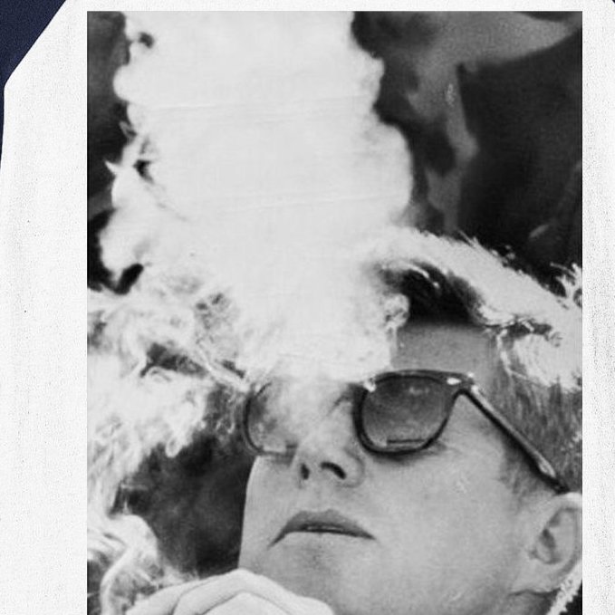 JFK Smoking with Shades John F. Kennedy President Baseball Sleeve Shirt