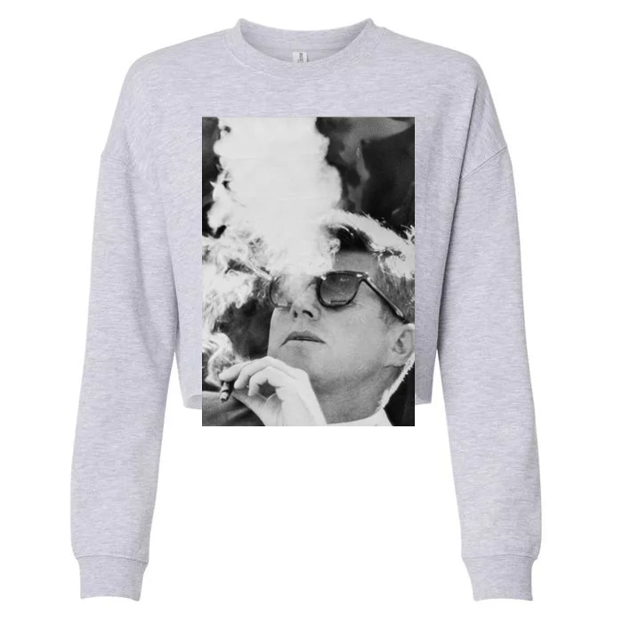 JFK Smoking with Shades John F. Kennedy President Cropped Pullover Crew