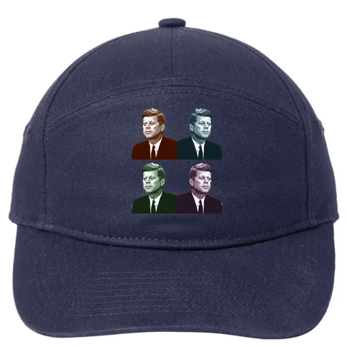 John Fitzgerald Kennedy 35th President Retro Block Portraits 7-Panel Snapback Hat