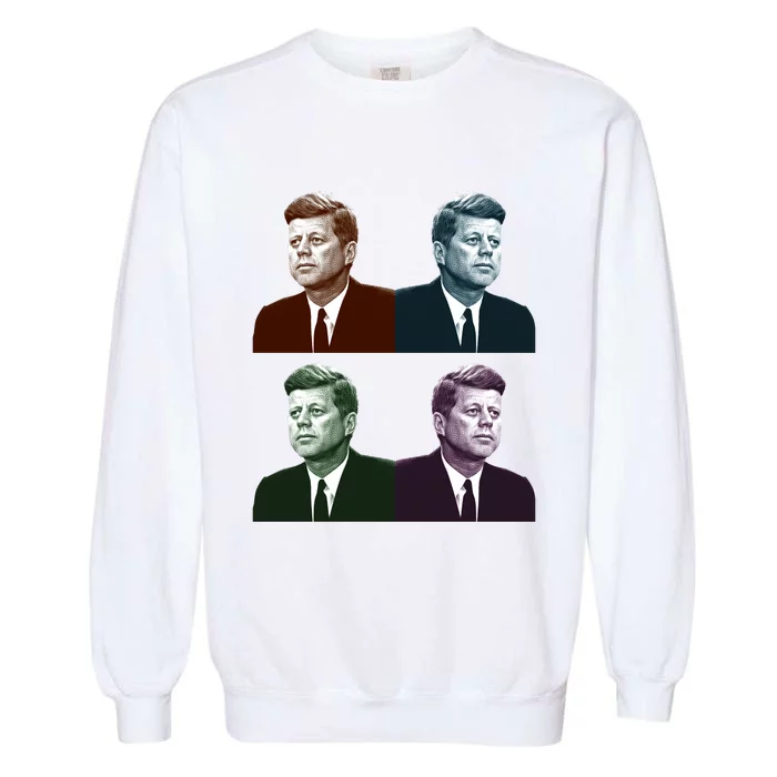 John Fitzgerald Kennedy 35th President Retro Block Portraits Garment-Dyed Sweatshirt