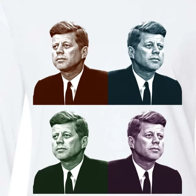 John Fitzgerald Kennedy 35th President Retro Block Portraits Womens Cotton Relaxed Long Sleeve T-Shirt