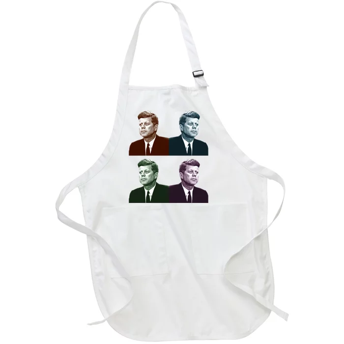 John Fitzgerald Kennedy 35th President Retro Block Portraits Full-Length Apron With Pocket