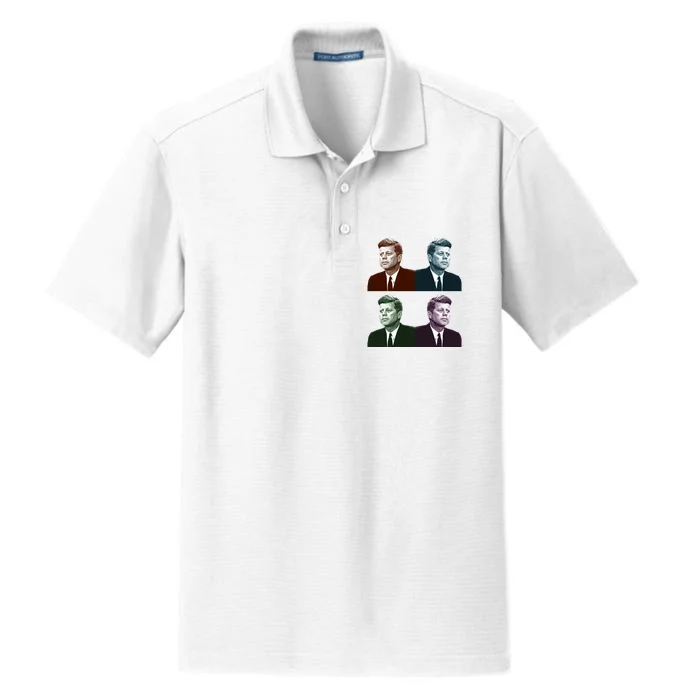 John Fitzgerald Kennedy 35th President Retro Block Portraits Dry Zone Grid Performance Polo