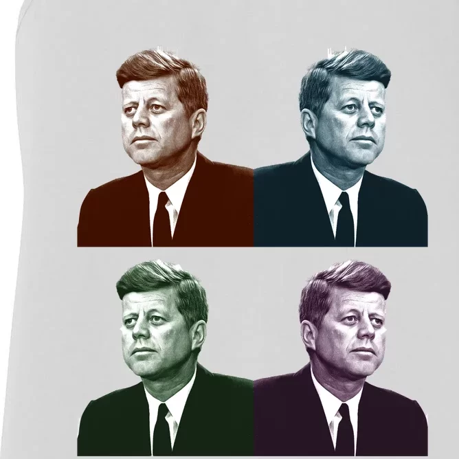 John Fitzgerald Kennedy 35th President Retro Block Portraits Women's Racerback Tank