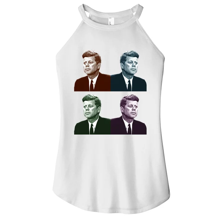 John Fitzgerald Kennedy 35th President Retro Block Portraits Women’s Perfect Tri Rocker Tank