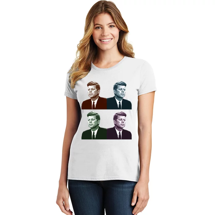 John Fitzgerald Kennedy 35th President Retro Block Portraits Women's T-Shirt