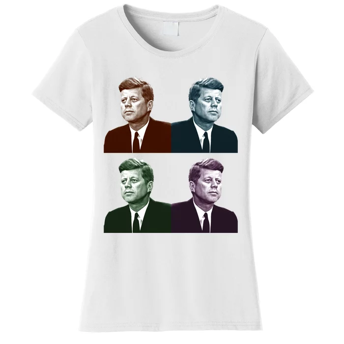 John Fitzgerald Kennedy 35th President Retro Block Portraits Women's T-Shirt