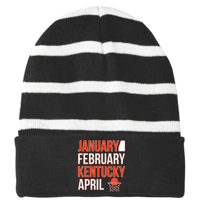 January February Kentucky April Basketball Striped Beanie with Solid Band