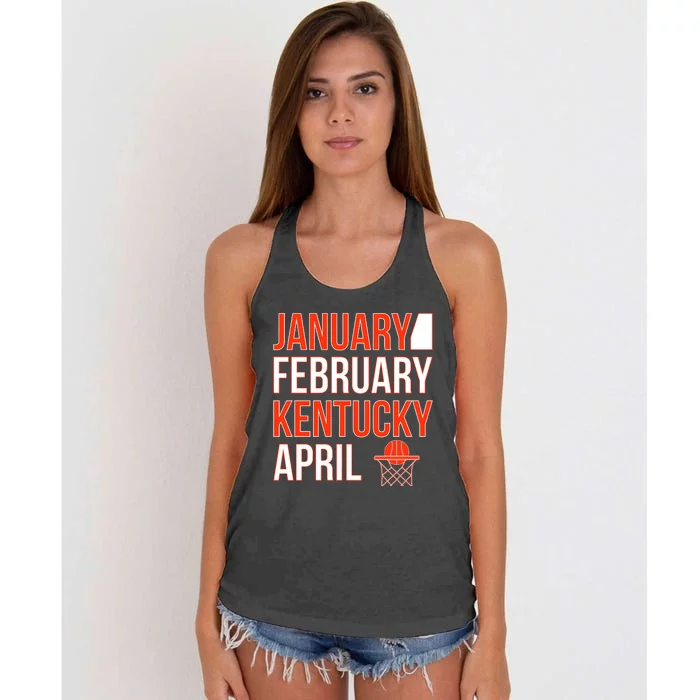 January February Kentucky April Basketball Women's Knotted Racerback Tank