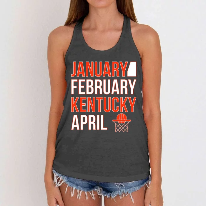 January February Kentucky April Basketball Women's Knotted Racerback Tank