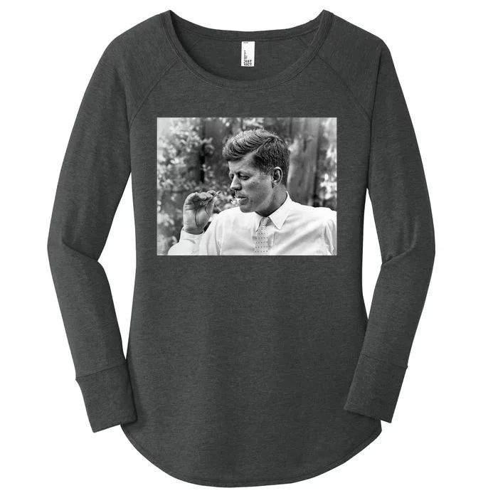 John F Kennedy Smoking Women's Perfect Tri Tunic Long Sleeve Shirt