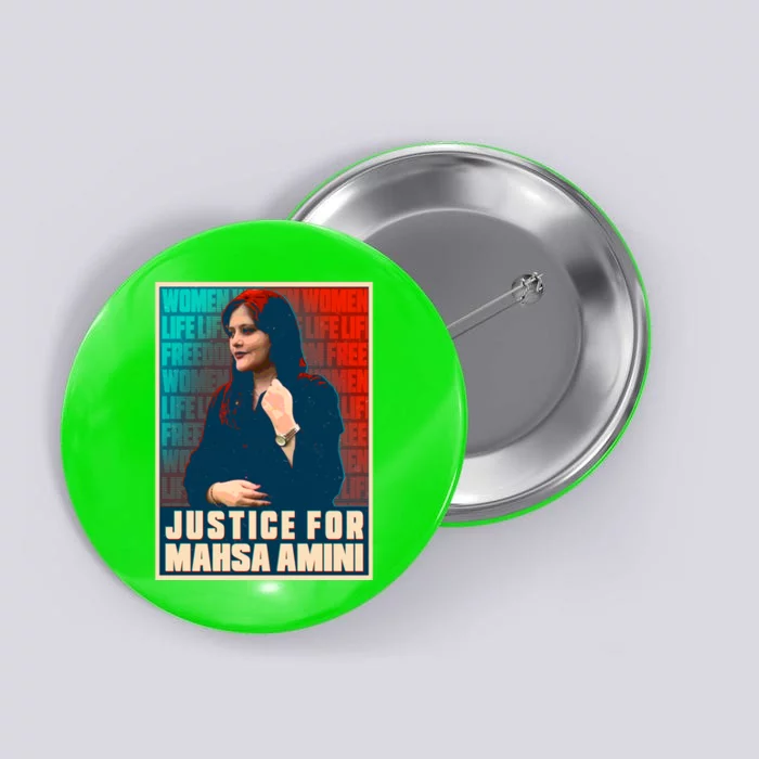 Justice For Mahsa Amini Women Life Freedom Vintage Poster Button