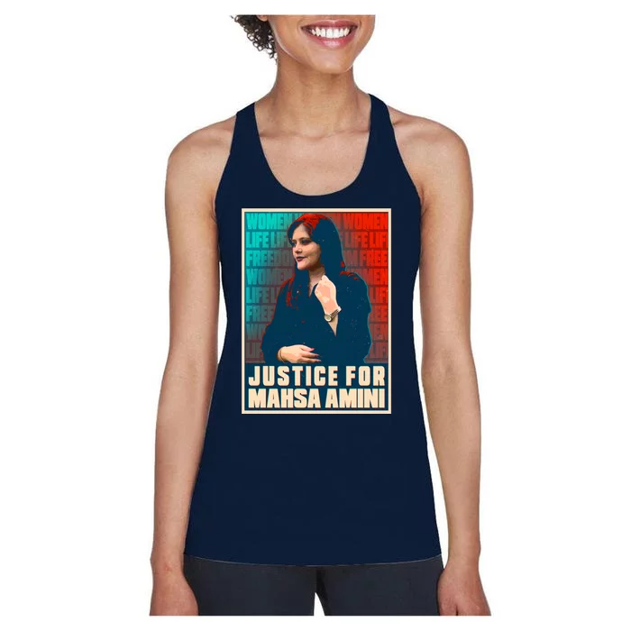 Justice For Mahsa Amini Women Life Freedom Vintage Poster Women's Racerback Tank