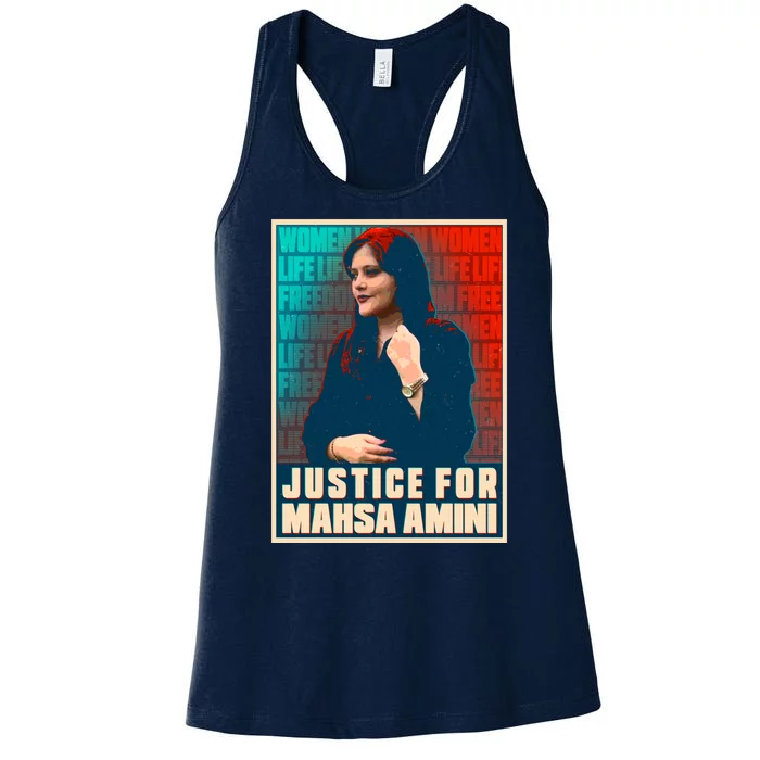 Justice For Mahsa Amini Women Life Freedom Vintage Poster Women's Racerback Tank