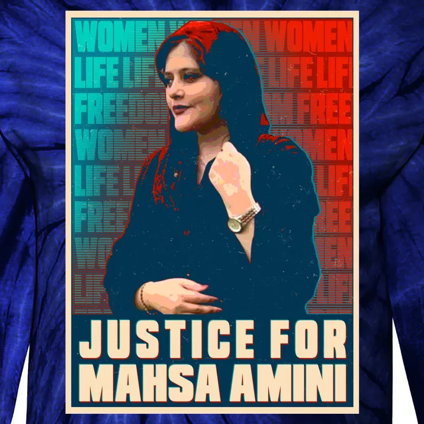 Justice For Mahsa Amini Women Life Freedom Vintage Poster Tie-Dye Long Sleeve Shirt