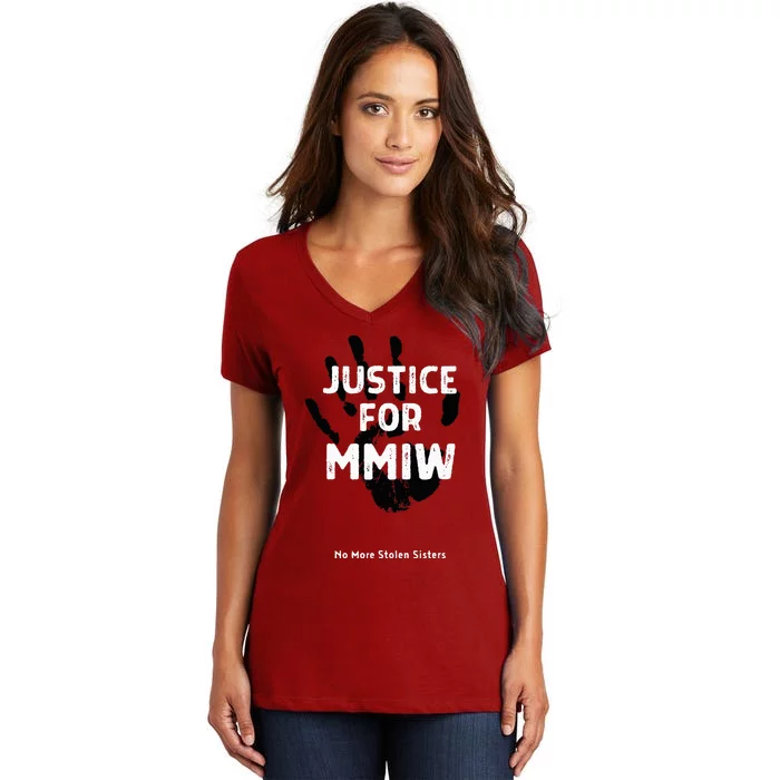 Justice For MMIW Awareness Strong Indigenous Native Women's V-Neck T-Shirt