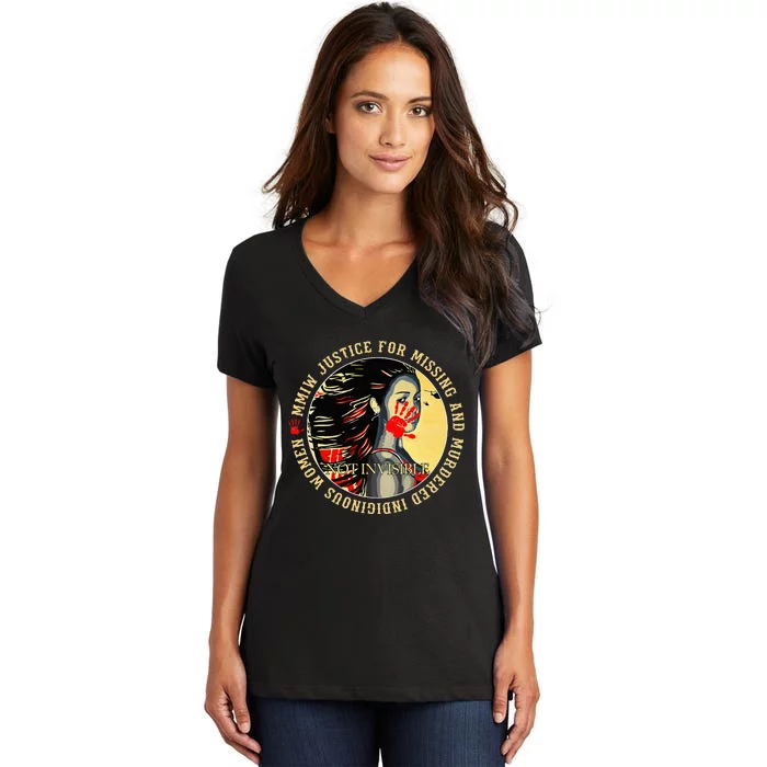 Justice For MMIW Missing Murdered Indigenous Resilient Women Women's V-Neck T-Shirt